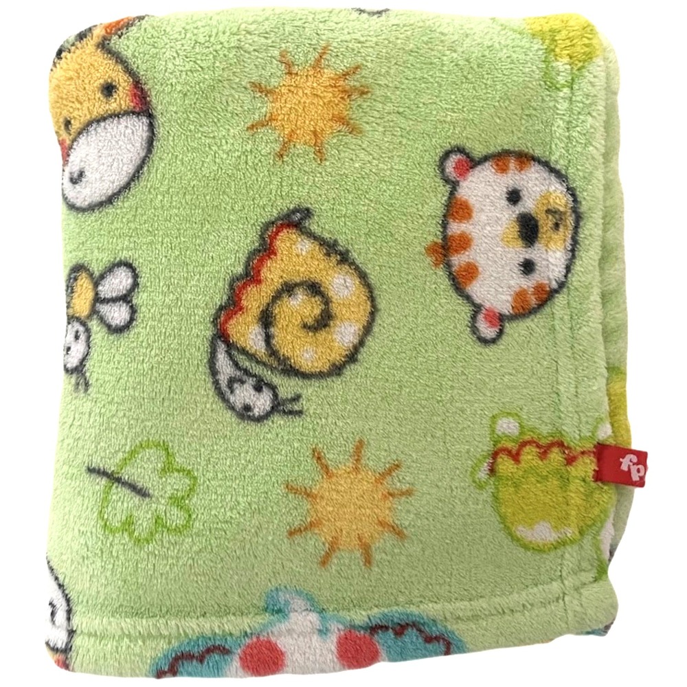 Fisher Price Green Baby Blanket Animals Sun Tree Fleece htf Security Lovey‎ Lion